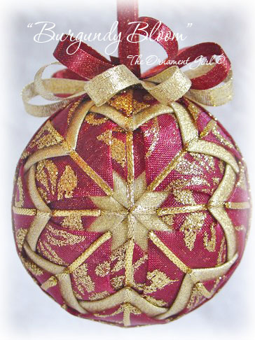 Burgundy Bloom Ornament Front View
