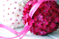 Crimson Red and Pink Cherry Blossom Pomander Ball