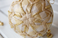 Gold Plaid Christmas Ornament