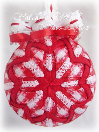 Patchwork Plaid Ornament Front View