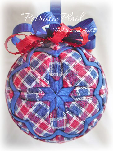 Patriotic Plaid Ornament Front View