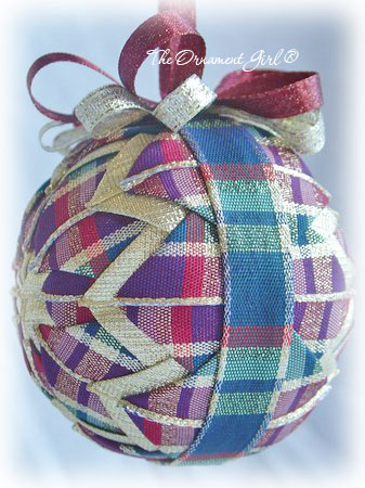 Plum Plaid Ornament Side View