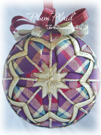 Plum Plaid Ornament Front View