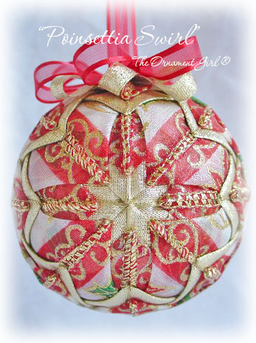 Poinsettia Swirl Ornament Front View