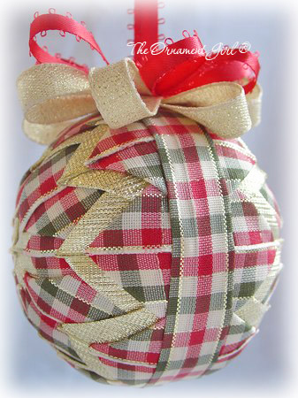 Primitive Plaid Ornament Side View