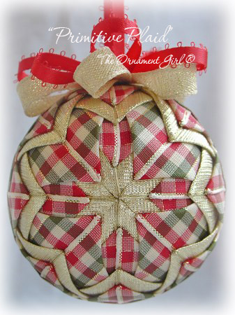 Primitive Plaid Ornament Front View