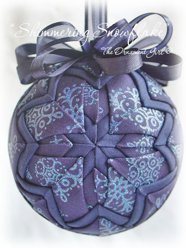 Blue Shimmering Snowflake Ornament Front View