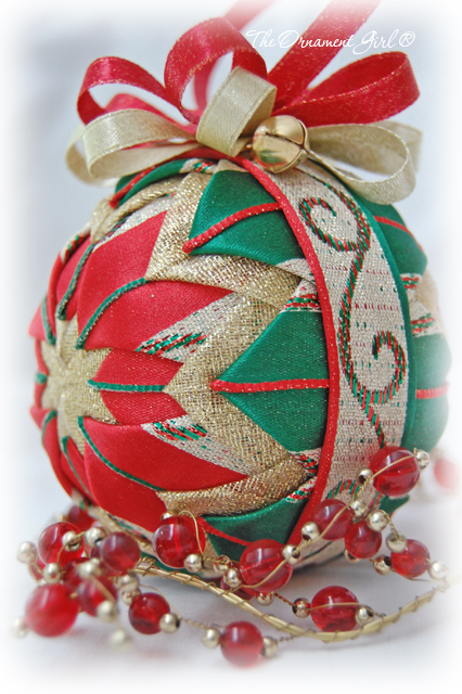 Red Shimmering Swirl Ornament Side View