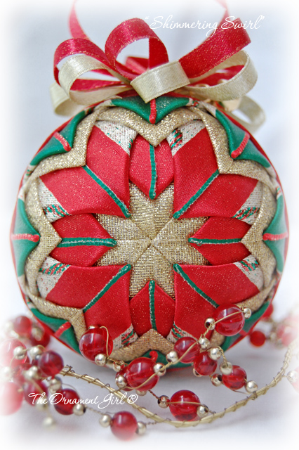 Red Shimmering Swirl Ornament Front View