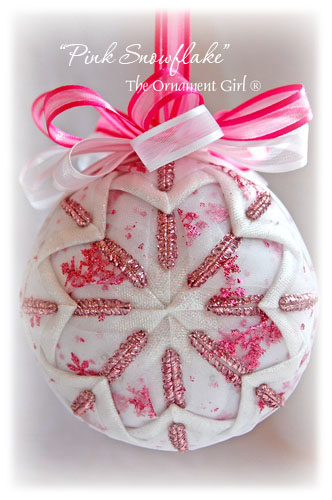Pink Snowflake Ornament Front View