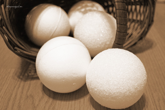 styrofoam balls for quilted ornaments
