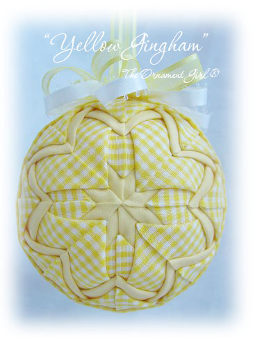 Yellow Gingham Easter Ornament Front View