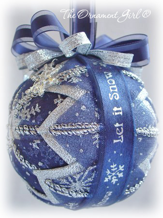 Blue Silver Snowflake Christmas Ornament - Let It Snow